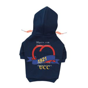 Designer Dog Apparel Brand Dog Clothes Autumn Puppy Hoodies with Classic Letter Pattern Cold Winter Dogs Coats Warm Pet Jacket for Small Medium Dogs Dark Blue S Y39