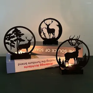 Candle Holders Iron Stand Elk Candlestick Holder Festive Christmas Ornament For Warm Home Decoration Desktop Decor Room Wax