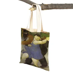 Borse per la spesa Cartoon Funny Fat Men Shopper Borsa a tracolla da donna Borsa a tracolla portatile da viaggio per donna carina con doppia stampa