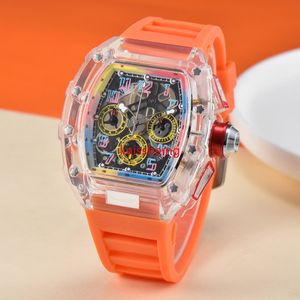 Top Luxury 6-pin Sports Run Second Wristwatches Multifunctional Run Second Carved Transparent Quartz Men's And Women's Watch