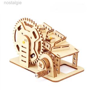 Blocks 3D Wooden Marble Run Puzzle Toys Children Assembling Constructior Blocks Models To Build DIY Jigsaw Iron Ball Mechanical Track 240401