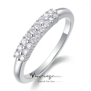 Anéis de cluster Vinregem 925 prata esterlina 3ex vvs1 d cor corte redondo 1.5mm real moissanite diamantes linha anel jóias presentes de banda de casamento