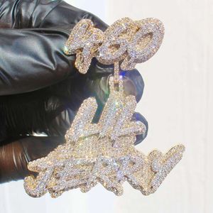 공장 전체 뜨거운 판매 고급 보석 925 Sliver VVS Moissanite Diamonds Cuban Link Necklace Custom Name Letter 펜던트
