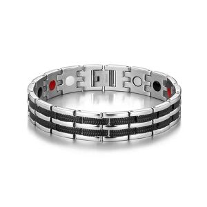 Bangle Men Women Health Magnetic Armband Rostfritt stål Dynamisk terapi Magnetälskare Par och smycken Drop Leverans Armband DH3QN