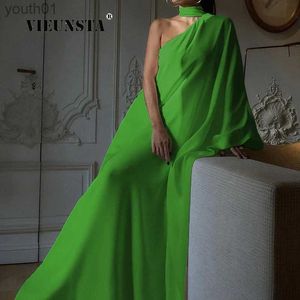 Grundlegende Freizeitkleider Eleganter Halter One-Shoulder-loses Partykleid Dame Einfarbiges Temperament Bankett Maxi 2023 Damenmode Vestido yq240402