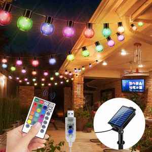 LED Strings Solar String Lights Outdoor Patio G40 Globe Patio مع 20 مصابيح مقاومة للتشويش معلقة لحفل الفناء YQ240401