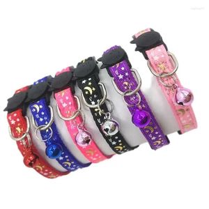 Dog Collars Pet Cat Collar Foil Moon Star Print Cute Adjustable Safety Buckle Puppy Kitten With Products Accessories