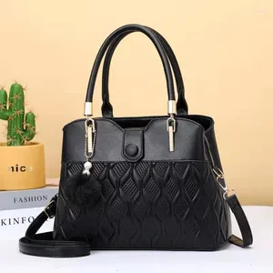 Shoulder Bags Selling Handbag Women 2024 Latest Fur Ball Ornaments Rhombus Fashion All-match Leather Messenger Bag