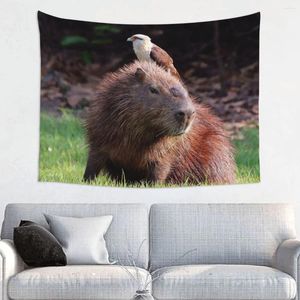 Tapisserier Capybara mördare Tapestry Hippie Polyester Wall Hanging Animal Room Decoration Bakgrund Tyg Witchcraft Filt