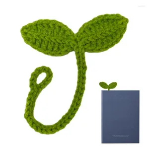 Party Decoration Creative Sticke Crochet Leaf Sprout Datekabelband Handgjorda gröna bokmärken Hörlurtillbehör Diy Craft Gift