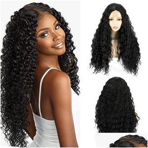 Lace Wigs Long Deep Wave Fl Front Human Hair Curly 6 Styles Female Water Wig Synthetic Natural Fast Drop Delivery Products Dhrlb