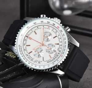 Mens Automatic Quartz titta på alla ratten fungerar stål och läderband klockor mens 1884 topp lyx varumärke armbandsur fasshion breitl super navitimer montre de luxe