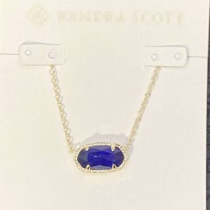 Kendrascott-Halskette mit Anhänger, Designer-Kendras Scotts K-Stil, modische und minimalistische Halskette mit blauem Katzenaugen-Stein für Damen