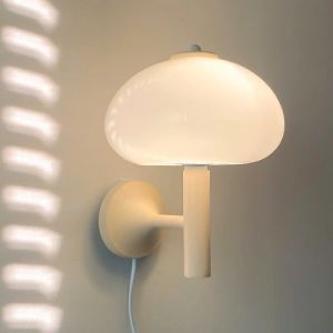 Wall Lamp Creamy Mushroom Glass Creative Interior Design Study Aisle Bedroom Bedside Minimalistic Room Decor Light Drop Delivery Home Dhmqt