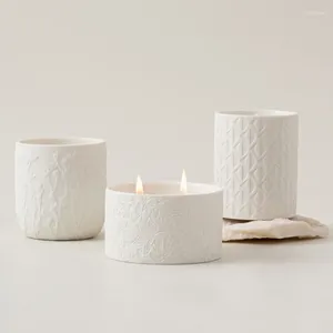 Candle Holders 2pcs Ceramic Holder White Jar Cup Empty DIY Tea Light Glass For Table