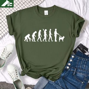 Shiba Inu Evolution Tシャツ女性服ユニセックストップコットン特大の高品質の犬の女性グラフィックティー240401