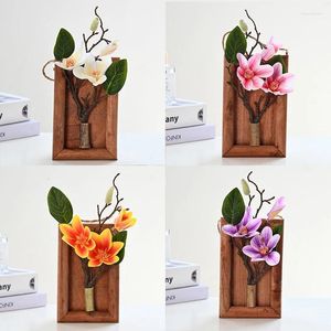 Flores decorativas montadas na parede artificial magnólia bonsai plantas perenes de interior embelezamento decoração de casa flor falsa decoração samll