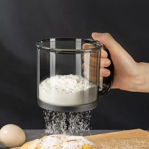 Kitchen Flour Sieve Handheld Semi-automatic Sugar Sifter Powder Shaker Handle Measuring Cup Making Tool Baking kitchen tools