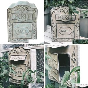 メスを飾る屋外の金属郵便物を編む屋外メタルメールボックスをあなたのホームオフィスレトロな素朴なドロップ配達ガードDH1plを飾る