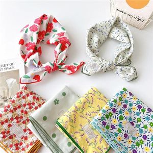 Scarves 60cm Cotton Flower Geometric Pattern Kerchief Neck Scarf Square Neckerchief Turban Bandana Headband Decoration For Women