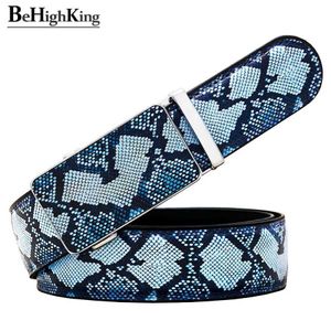 Belts Fashionable leather belt unisex luxury simulation blue irregular geometric pattern snake pattern automatic buckle waist belt Q240401