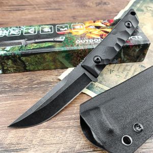 2024 Coltello a lama fissa da caccia nero 3.78 // Maniglia G10 con lama lavata in nero con fodero in Kydex Coltelli dritti da caccia militare per esterno