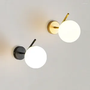 Wall Lamp Modern Industrial Iron LED Living Room Bedroom Glass Ball Bedside Kitchen Dining Indoor Light Fixtures