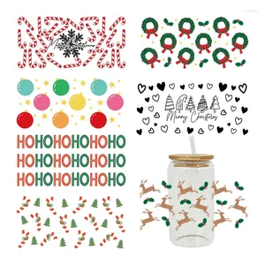 Window Stickers UV DTF Transfer Sticker Merry Christmas For The 16oz Libbey Glasses Wraps Bottles Cup Can DIY Waterproof Custom Decals D5369