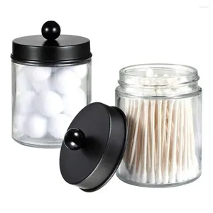 Storage Bottles Label Containers Set Of 4 Glass Apothecary Jar For Bathroom Vanity Makeup Organize Dresser Countertop