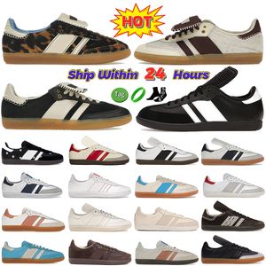 Designer skor vegan og casual skor för män kvinnor designer tränare wales bonner leopard grädde moln trippel vit natt grå svart gummi utomhus platt sport sneakers