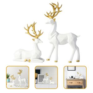 Decoração de mesa de ouro origami elk ornamentos estátuas casa animal objetos decorativos cervos brancos estatueta decoração de natal 240318