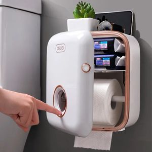 Vattentät toalettvävnad Box Paper Holder Roll Paper Punch-Free Storage Badrumsställ 240318