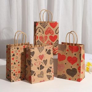 Gift Wrap 12Pcs Valentine's Day Design Kraft Paper Bags For Wedding Birthday Party Packaging Decor Christmas Baby Shower Favors