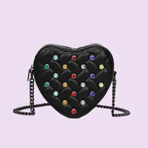 Kurt Geiger Designer Borsa colorato Crystal Black Solid Metal Eagle in pelle Bags per maschile a forma di cuore a forma di cuore arcobaleno arcobaleno in borsetta XB155 C4