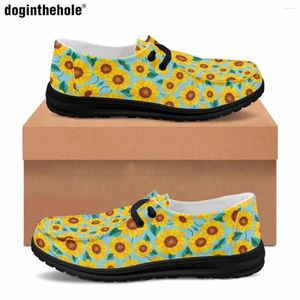 Casual Shoes Doginthehole Fashion Flat Canvas Men Boat Art Design Sunflower Dude For Male Business Loafers