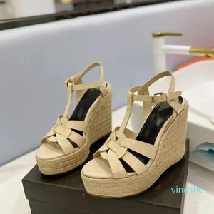 2024 High Heels Women's Rope Wedge Shicay Roman Open Open Shoes