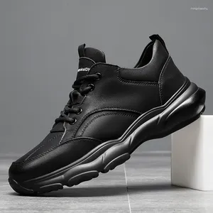 Casual Shoes Men's Leather Sneakers High Quality 2024 Spring Men Black Sport