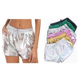 Mulheres Shorts Mulheres Brilhantes Metálicos 2022 Verão Holográfico Olhar Molhado Casual Elastic Dstring Festival Rave Booty Drop Delivery Vestuário C DHT17