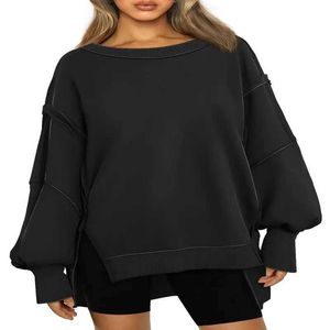 Kvinnors hoodies tröjor Kvinnor Överdimensionerade besättningshalströjor Hoodies Fall Outfits mode tonåring flickor vinterkläder 240401