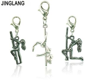 JINGLANG Charme Com Fecho Lagosta Dangle Retro Standing Pole Dancing Girls Pingentes DIY Encantos Para Fazer Jóias Acessórios 7637839