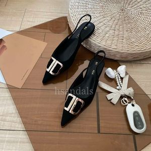 Luxury High quality designer High Heels leather women sandals Dress shoes Fashion pointy bow buckle heels Show party wedding shoes Flat styles