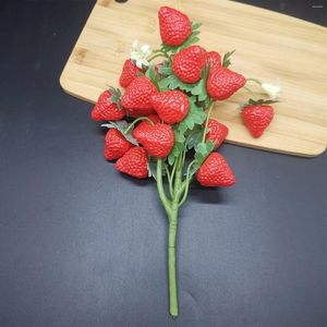 Decorative Flowers 1 Branch Artificial Strawberry Berry Simulation Plant Fruit Bouquet Wedding Home Party Decoration Ornament Po Props