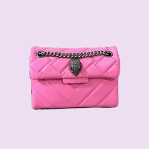 高品質のデザイナーショルダーバッグKurt Geiger Heart Toplevel Leather Luxury Belt Bag Plated Silver Chain Pinkred Solid Color Cross Body Bags 2024 XB155 C4