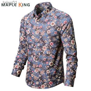 Men's Plus Tees Polos Floral Shirt Men 2023 Luxe Brand Long Sleeve Elegant Printed Slim Camisa Haiana Hombre Vinatge Gentleman Party Dress Shirts YQ240401