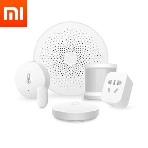 Controle xiaomi kit de sensor casa inteligente mijia gateway2 porta janela sensor corpo humano interruptor sem fio umidade zigbee soquete