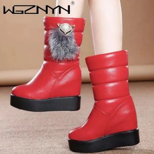 Сапоги Fashion Fashion Mid Countf Boots Womens Высота увеличивает голеностопные сапоги платформы теплые зимние туфли клин Скрытые высокие каблуки черные сапоги с верховой ездой