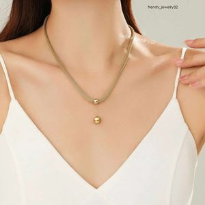 Punk Double Layered 14k Yellow Gold Necklace for Women Golden Color Flat Snake Chain Choker with Love Heart Pendant Female Jewelry Christmas Gift