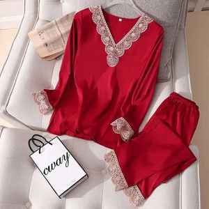 M0cd seksi pijama 4611c-4 kadın ipek saten pijama pijama seti pijama pijamalar takım elbise kadın uyku iki parça set loungewear wear49b1-1 2404101