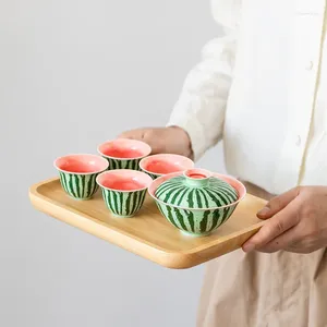 Teaware Sets Watermelon Covered Bowl Ceramic Tea Set Small Fresh Cup Single Tasting Household Brewer