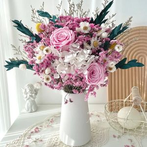 Preserved Eternal Real Roses Natural Dried Flower Bouquet Luxury Wedding Home Decoration Party Flower Arrangement Gift Floral 240328